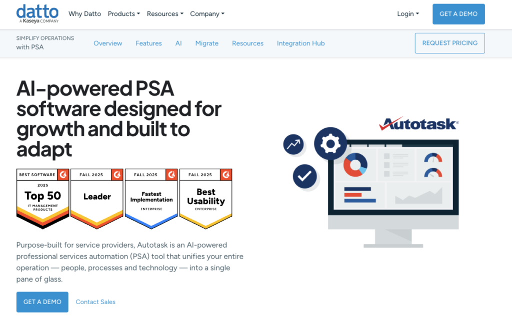 datto psa homepage
