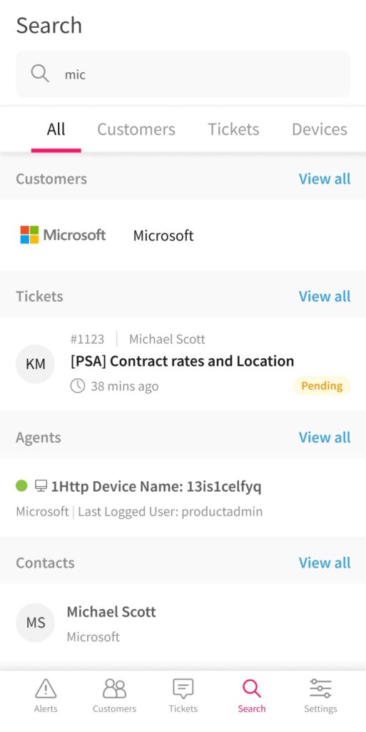 atera mobile app functionality