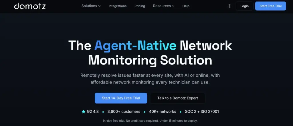 Domotz homepage screenshot
