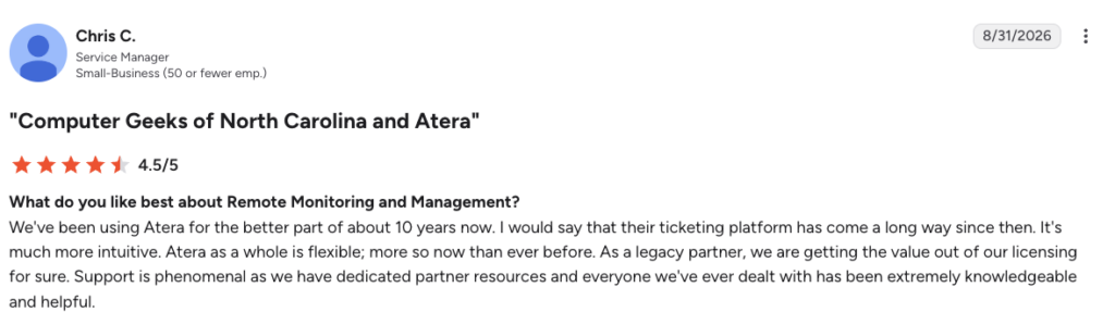 Chris C. comment on Atera