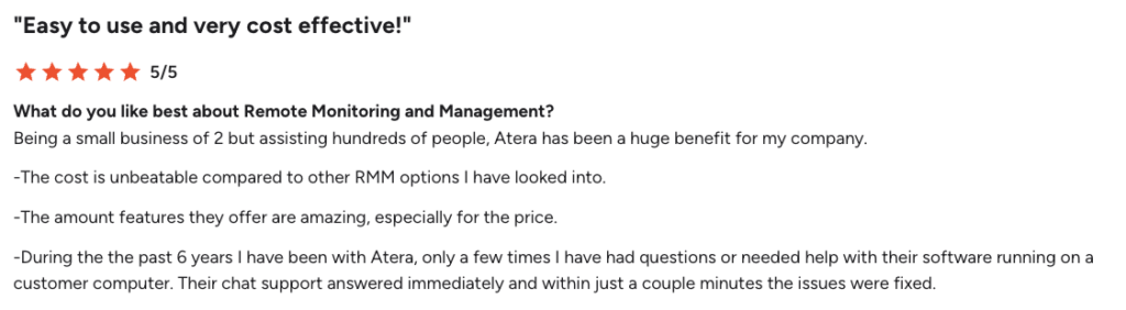 G2 user comment