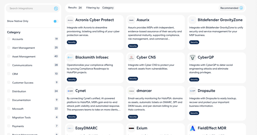 Halo integrations