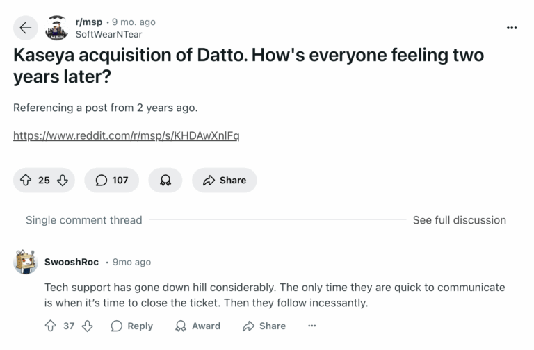 Autotask review via Reddit