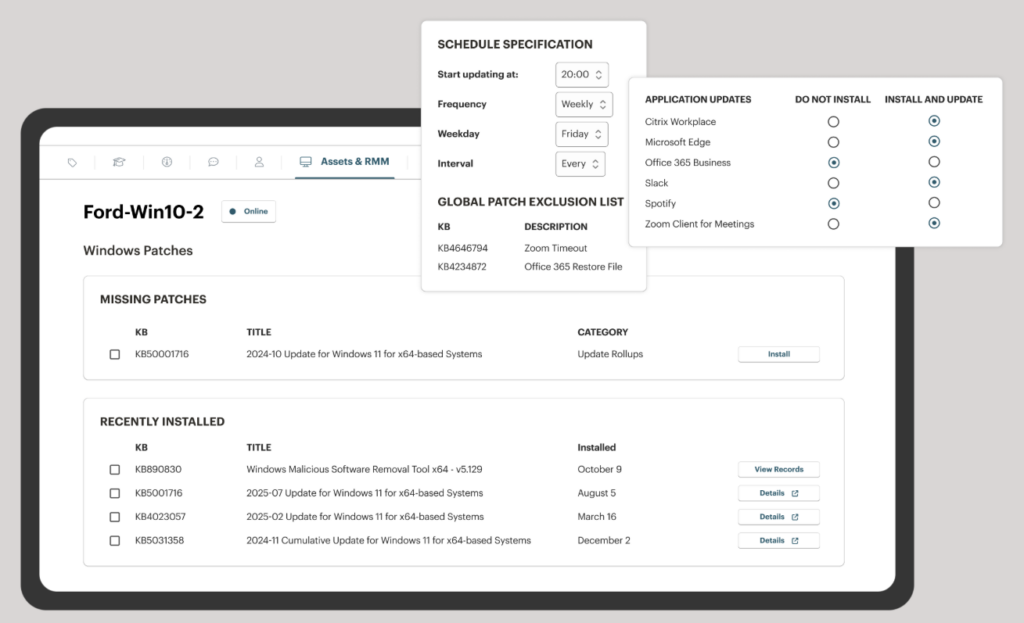 Syncro’s user interface