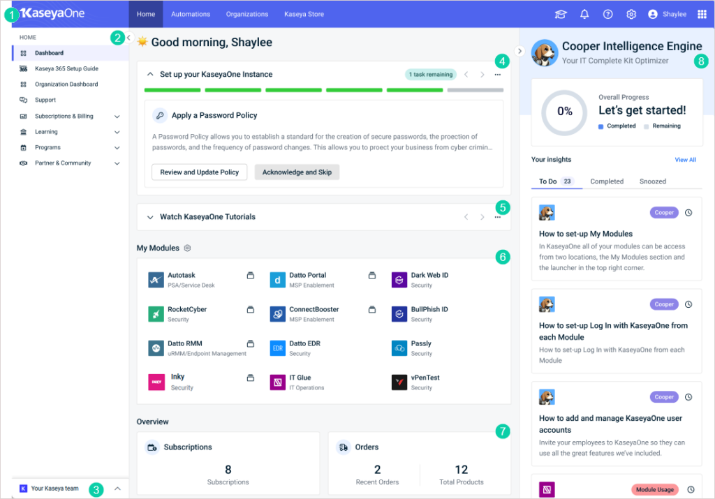 kaseya one dashboard