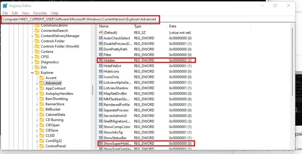 Regsitry settings edit
