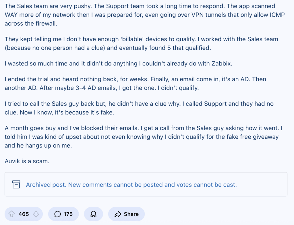 Review via Reddit