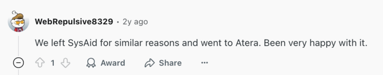 Reddit user was disappointed in SysAid’s ticketing system