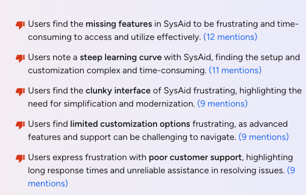 SysAid cons
