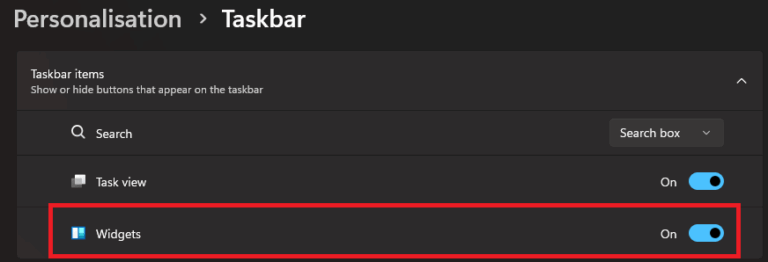 How to enable or disable the Widgets feature in Windows 11