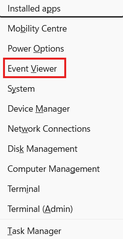 Shortcut to open Event Viewer
