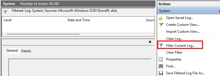 Filter Log in Event Viewer