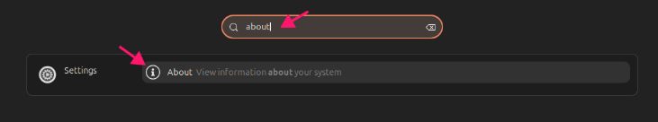 About typed in search bar to get Ubuntu Version