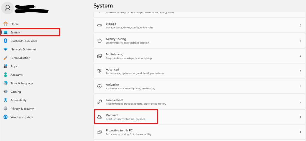 a screenshot of the system settings page