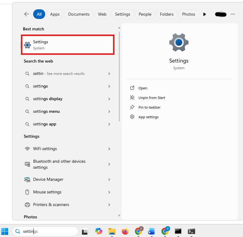 Settings for Accounts