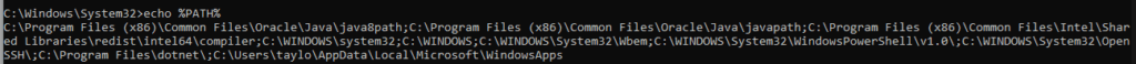 echo path command in CMD