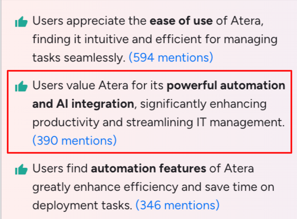 Atera G2 pros