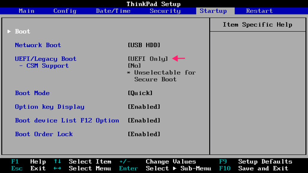 BIOS homescreen