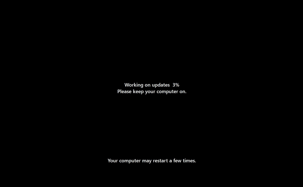 Busy updating Windows 11 message
