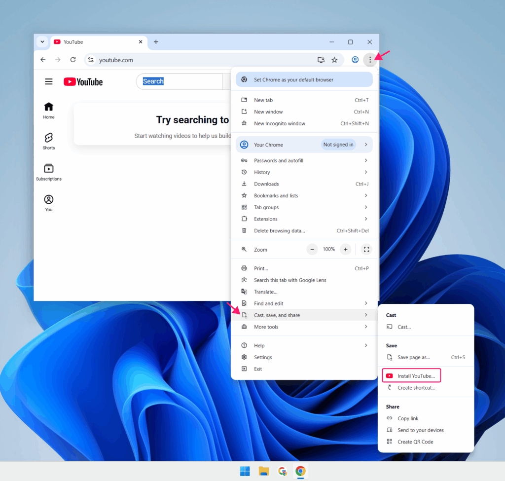 How to pin a website to your taskbar