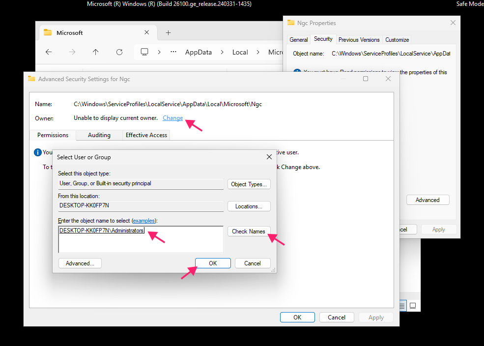 Change owner in NGC properties