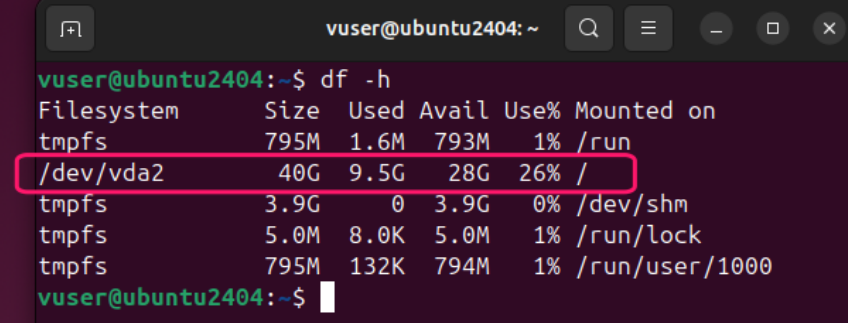 Check disk space