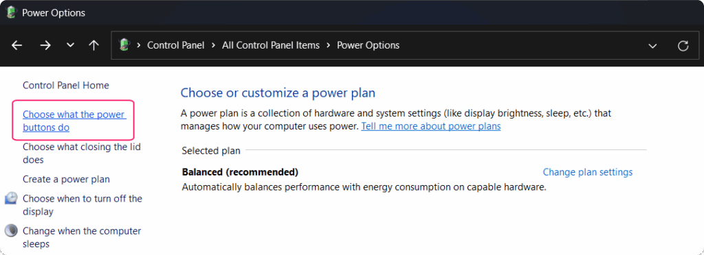 Choose what the power buttons do
