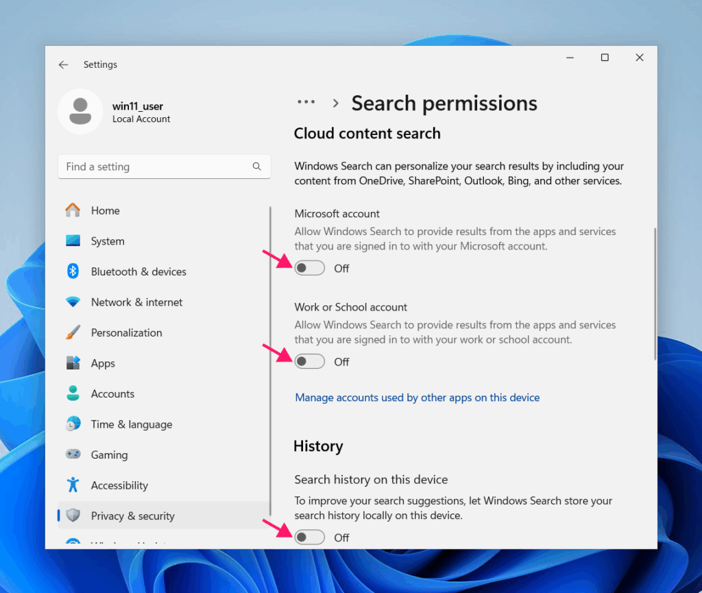 Cloud content search behavior
