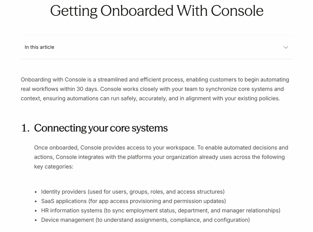 Console’s Getting Started