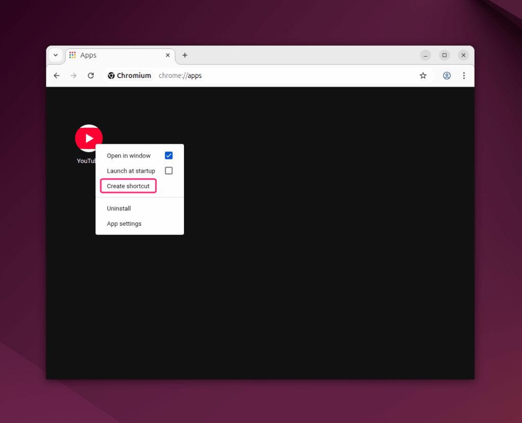 Create shortcut in Linux
