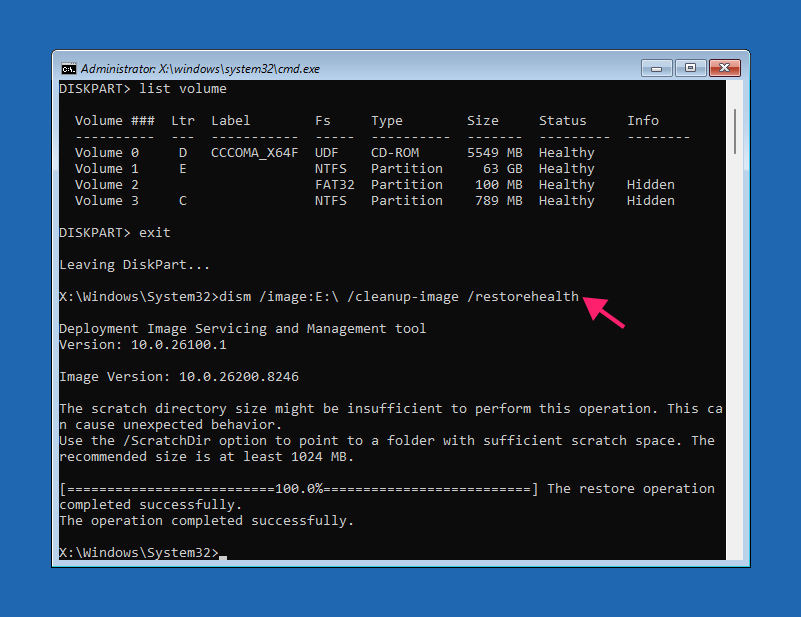 DISM command in Command Prompt