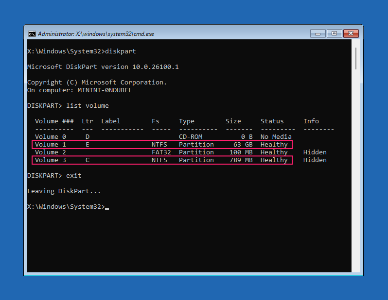 Diskpart command from Command Prompt