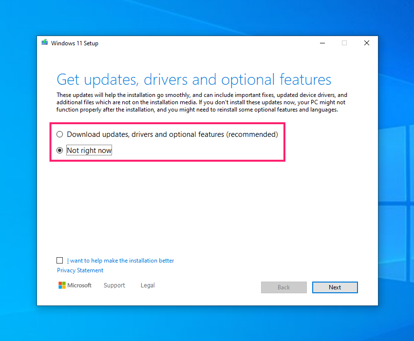 Download updates window