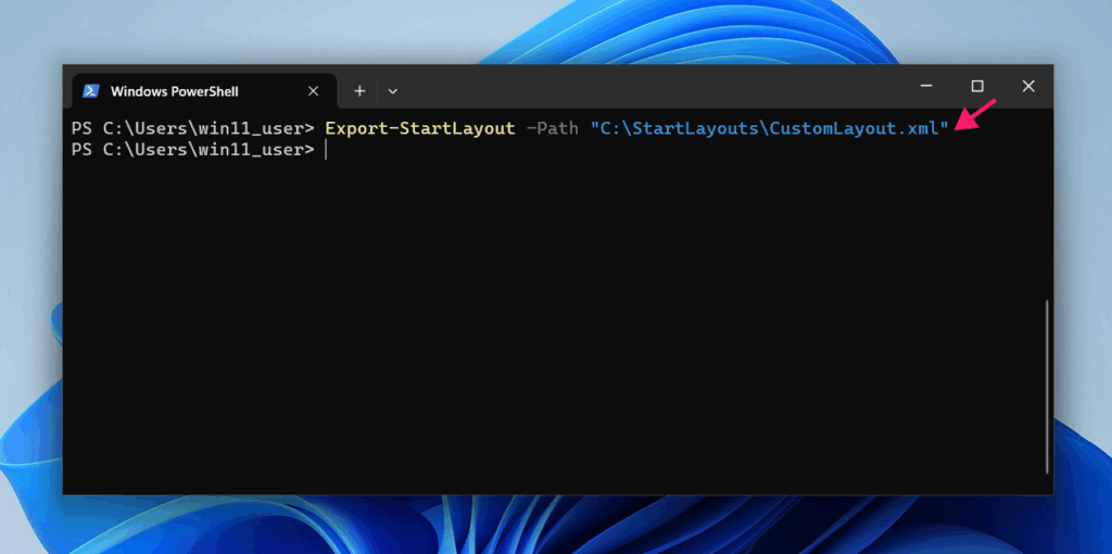 Export Start menu layout via PowerShell