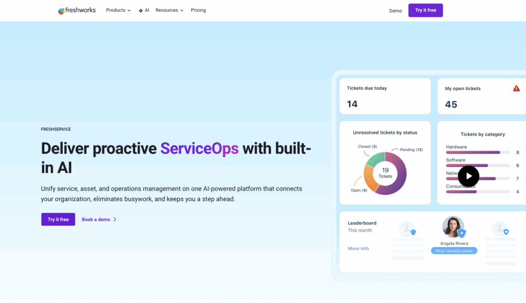 Freshservice homepage