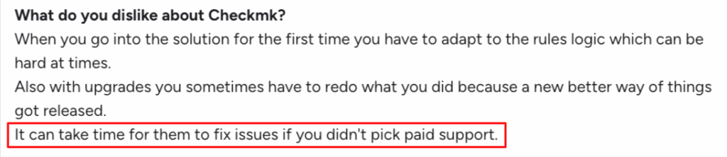 G2 user commented on checkmk support