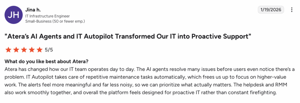 G2 user described the benefits of Robin and AI Copilot