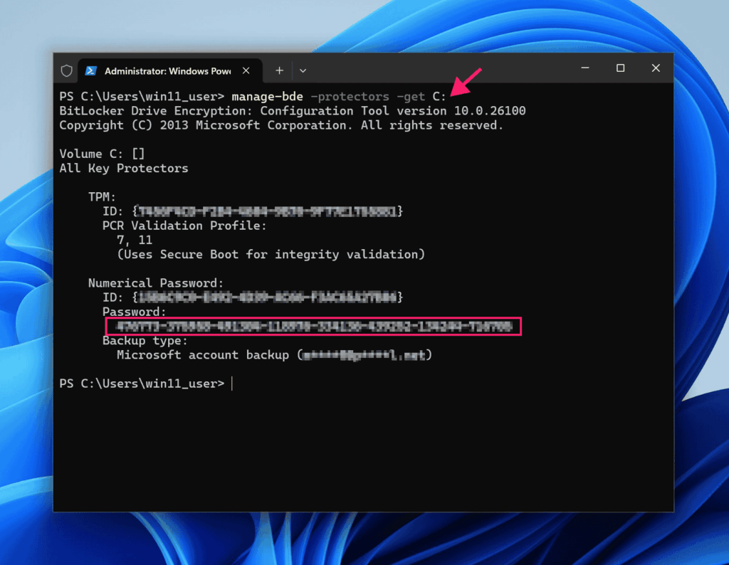 Get Bitlocker recovery key