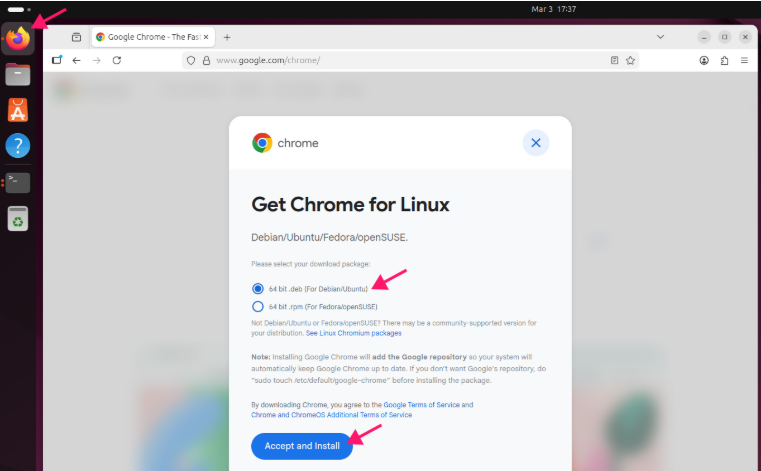Google Chrome download page