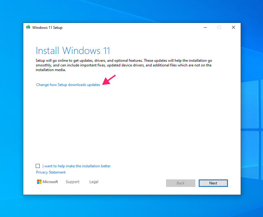 Install Windows 11 window