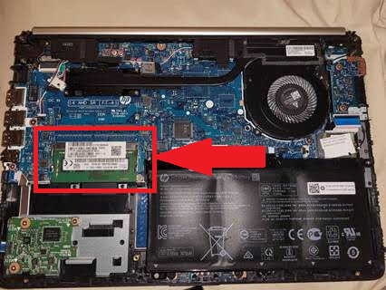 Laptop with RAM highlighted