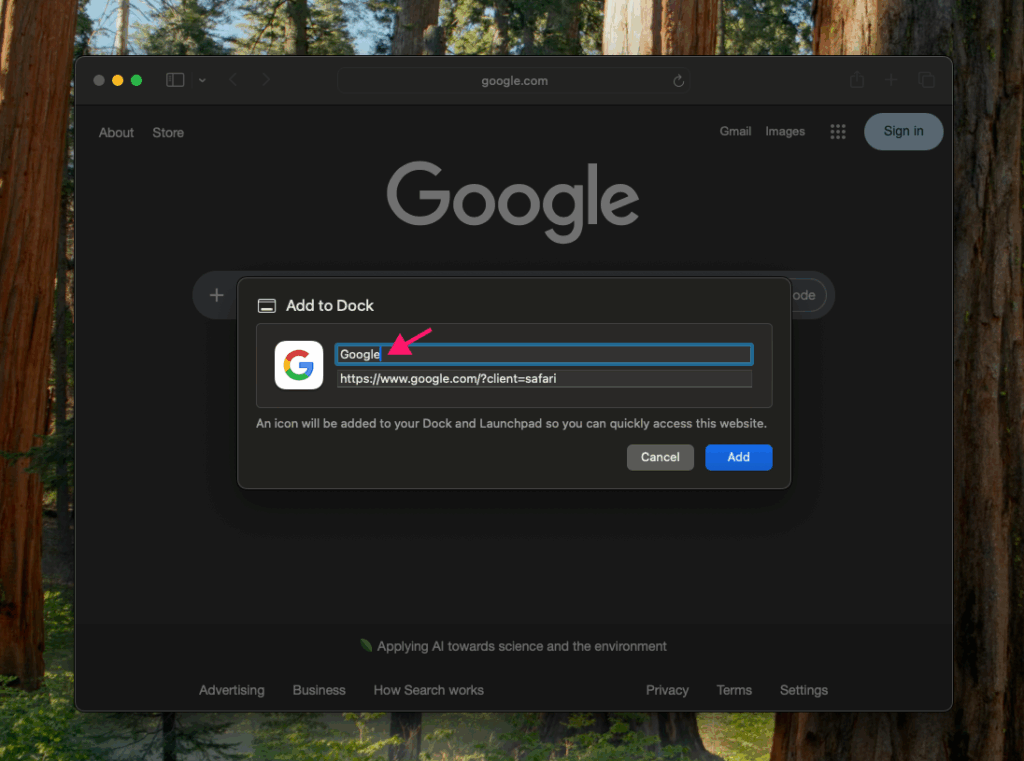 Name shortcut in macOS