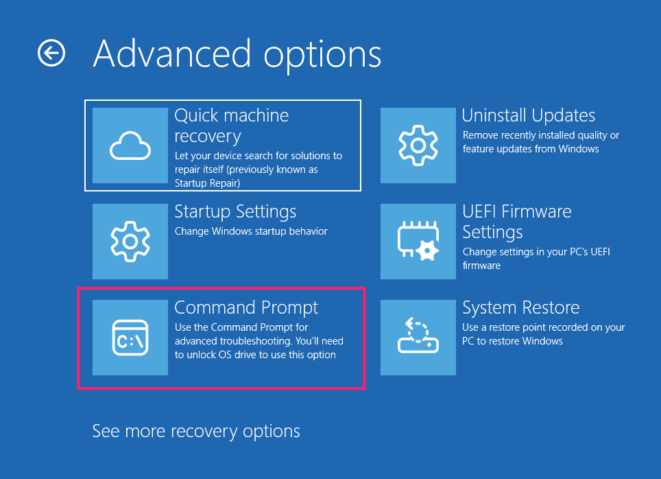 Open Command Prompt from WinRE