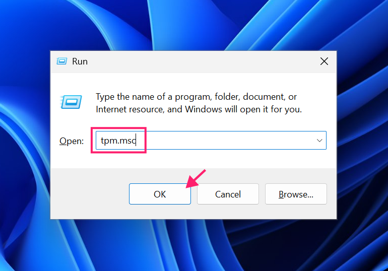 Open TPM from run dialog