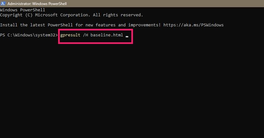 PowerShell baseline state command