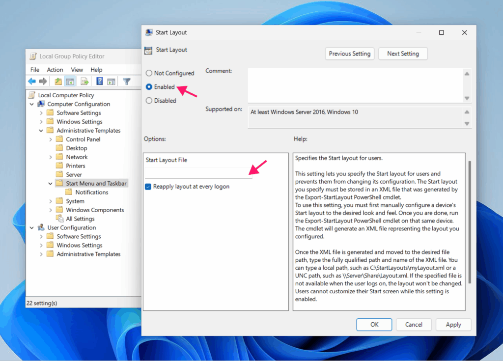 Reapply policy at every logon option