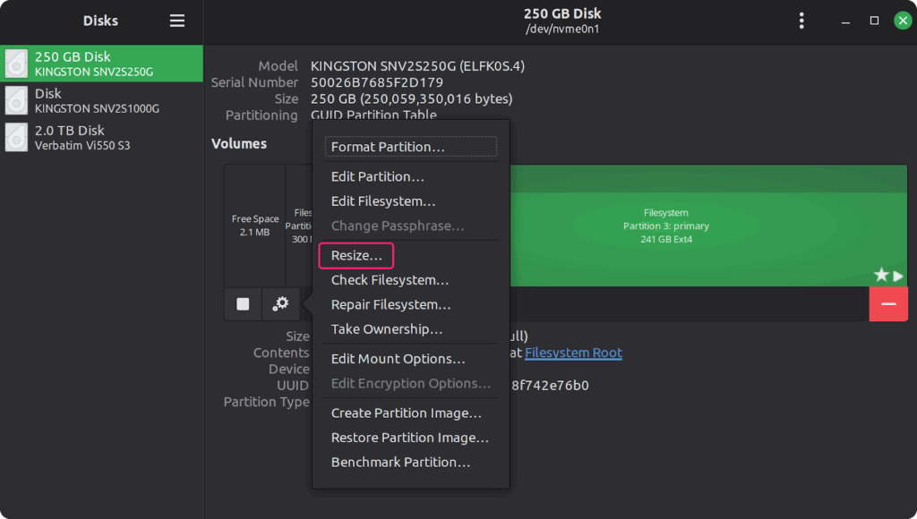 Resize disk partition in Linux