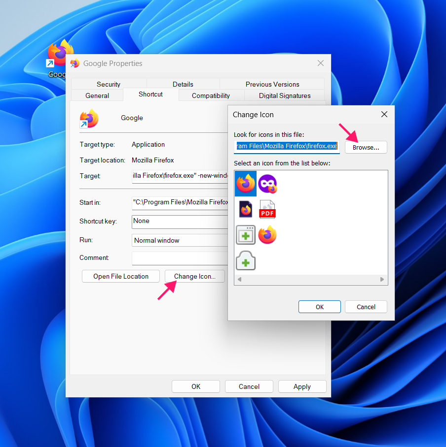 Set custom favicon in Firefox