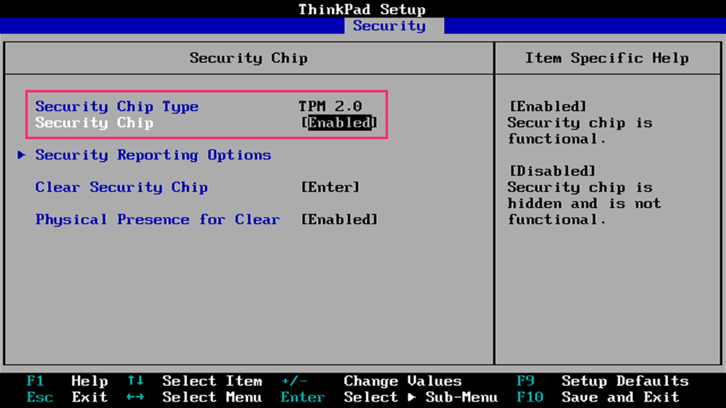 TPM 2.0 enabled