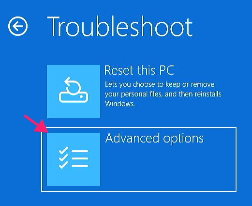 Troubleshoot advanced options
